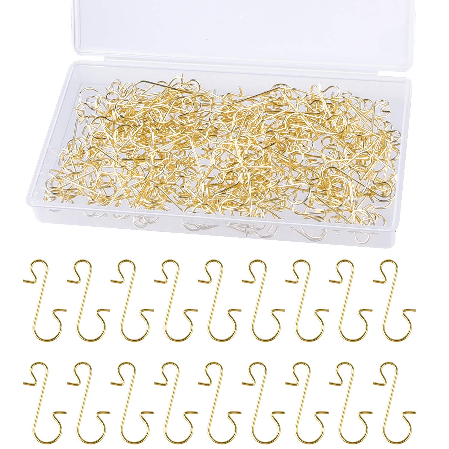 FEPITO 200 Pcs Christmas Ornament Hooks - Gold Stainless Steel Hangers Perfect for Art Craft & Christmas Tree Decorations