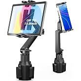 Peastrex Cup Holder Car Tablet Mount for Truck, Ipad Cup Holder Car Mount with 15" Adjustable Arm Stand for Tablet iPhone 4.7-13in, iPad Pro Air Mini, Fire, iPhone 16 15, Galaxy S25 S24 Z Fold 6 5