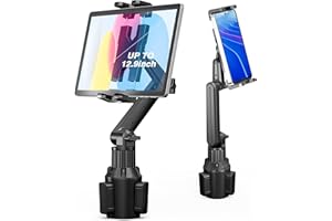 Peastrex Cup Holder Car Tablet Mount, Ipad Cup Holder Car Mount with 15" Adjustable Arm Stand for Tablet iPhone 4.7-13in, iPa