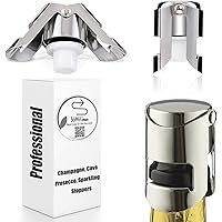 Champagne Sealer Stopper, BGMAX 3 Pack Stainless Steel Sparkling Wine Bottle Plug Sealer Set with a Longer Sealing Plug…
