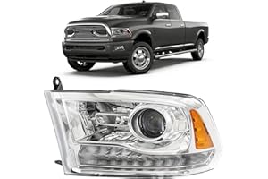 Plobeda Left Driver Side Halogen Headlight Assembly Compatible With Dodge Ram 1500 2500 3500 2013-2018 Left Driver Side Headl
