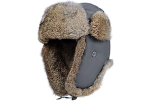 Harssidanzar Rabbit Fur Aviator Hats for Men and Women Waterproof Winter Warm Trapper Hat CU606CA