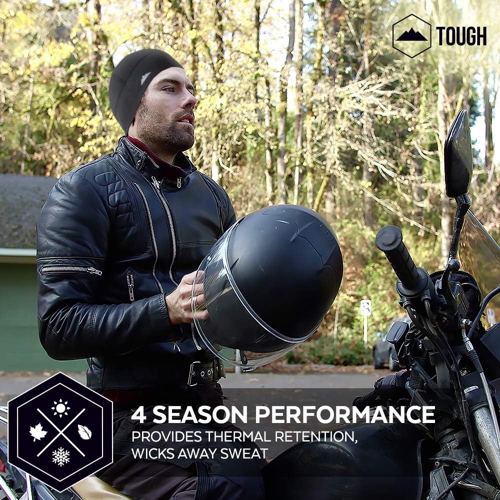 Skull Cap/Helmet Liner/Running Beanie - Ultimate Thermal Retention and Performance Moisture Wicking - Fits Under Helmets Black: Clothing
