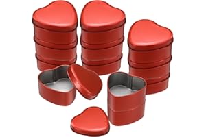 uxcell 12Pcs Heart Shaped Metal Tins Box, Empty Candy Jars with Lids, Favors Storage Containers for Valentine's Day Candles W