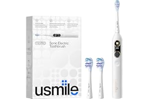 usmile Electric Toothbrush with Smart Screen Showing Missed Spots, Rechargeable Electric Toothbrush for Adults with Pressure Sensor, IPX8 Waterproof Travel Powered Toothbrush One Charge Last 180 Days