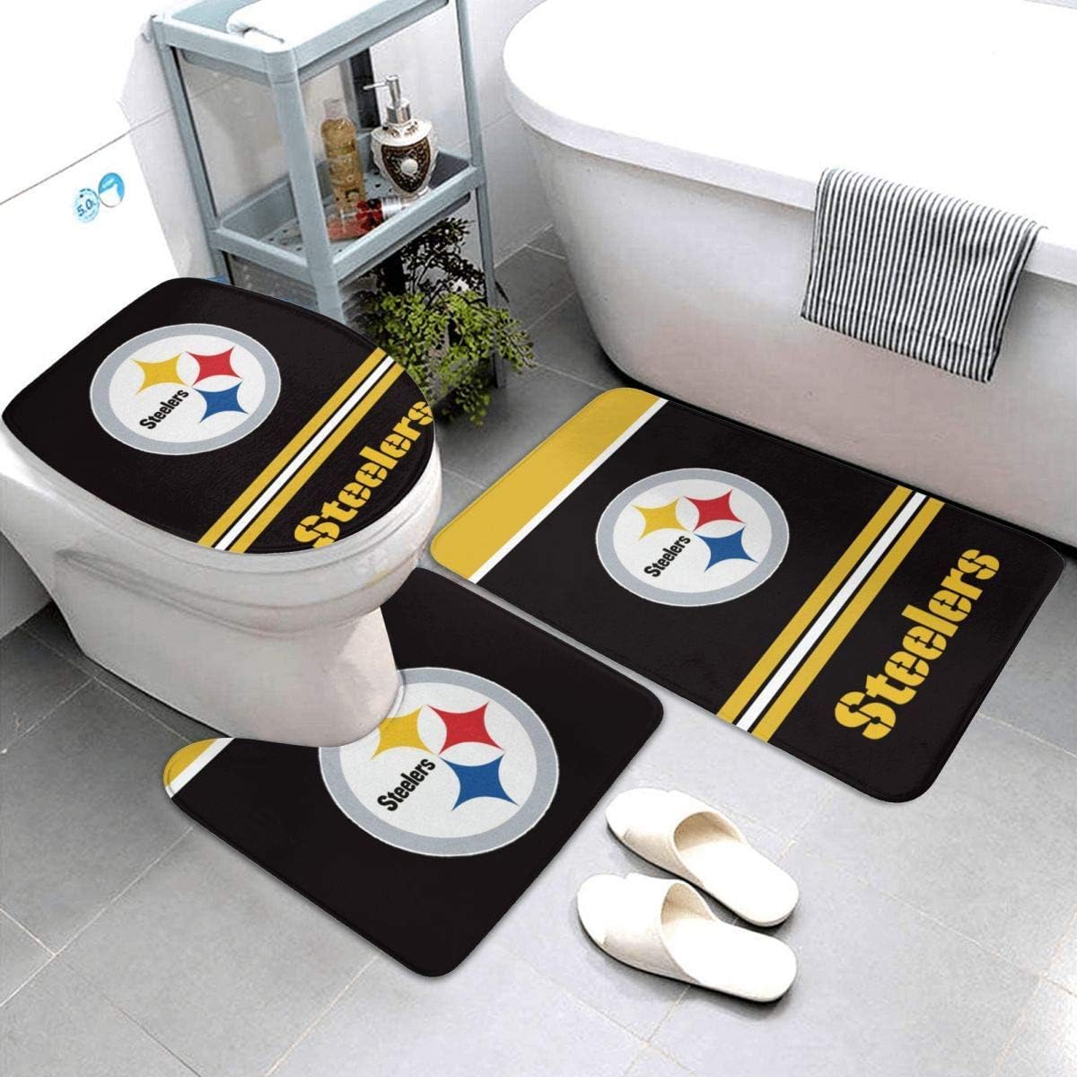 Kansas City Chiefs 4pcs Bathroom Rugs Shower Curtain Bath Mat Toilet Lid Cover Shower Bathtub Accessories Seedsbazar Shower Curtains