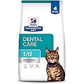 Hill's Prescription Diet t/d Dental Care Dry Cat Food | #1 Veterinarian Recommended, Chicken Recipe, 4 lb. Bag