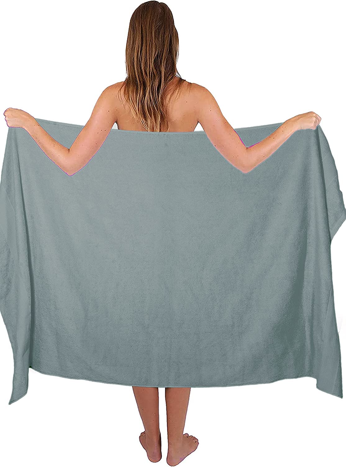 Textile Do Extra Large Super Jumbo Bath Sheet Towel 100% Egyptian Cotton XL Bath Sheets(100 x 200 cm-600 GSM) (Silver)