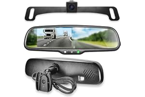 Master Tailgaters 10.5" OEM Rear View Mirror with 4.3" LCD Screen and 170° Backup Camera | Rearview Universal Fit | Auto Adjusting Brightness LCD | Anti Glare | Full Original Mirror Replacement