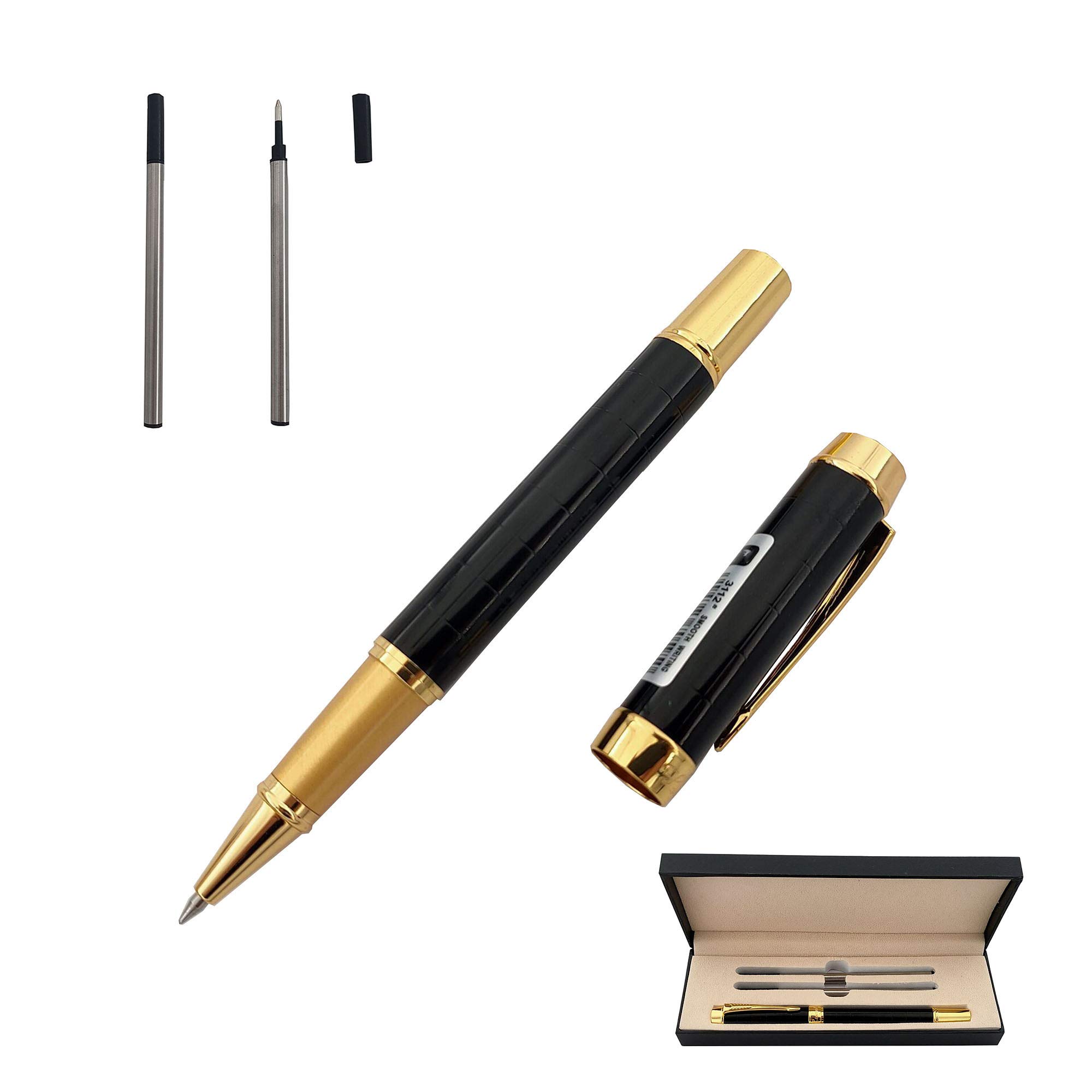 Accod Gel Pen - Black Ink with Two 0.5mm Black Refills - Business & Party Gift Box (Black & Gold) — image 1
