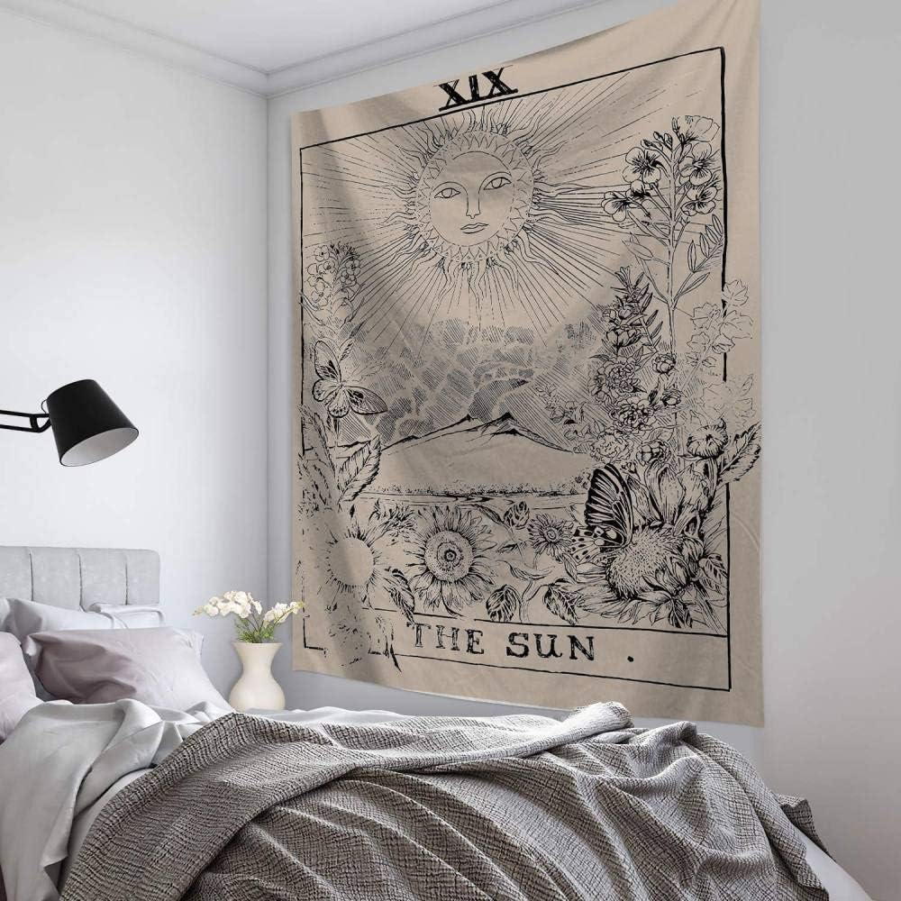 White and Black Tarot Tapestry The Sun Tapestry Medieval