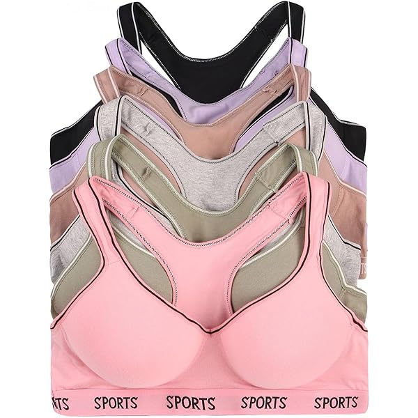 salsation cotton bra タイダイ Viola's Secret Women Bras 6 Pack of Cotton Sports Bra with B C D
