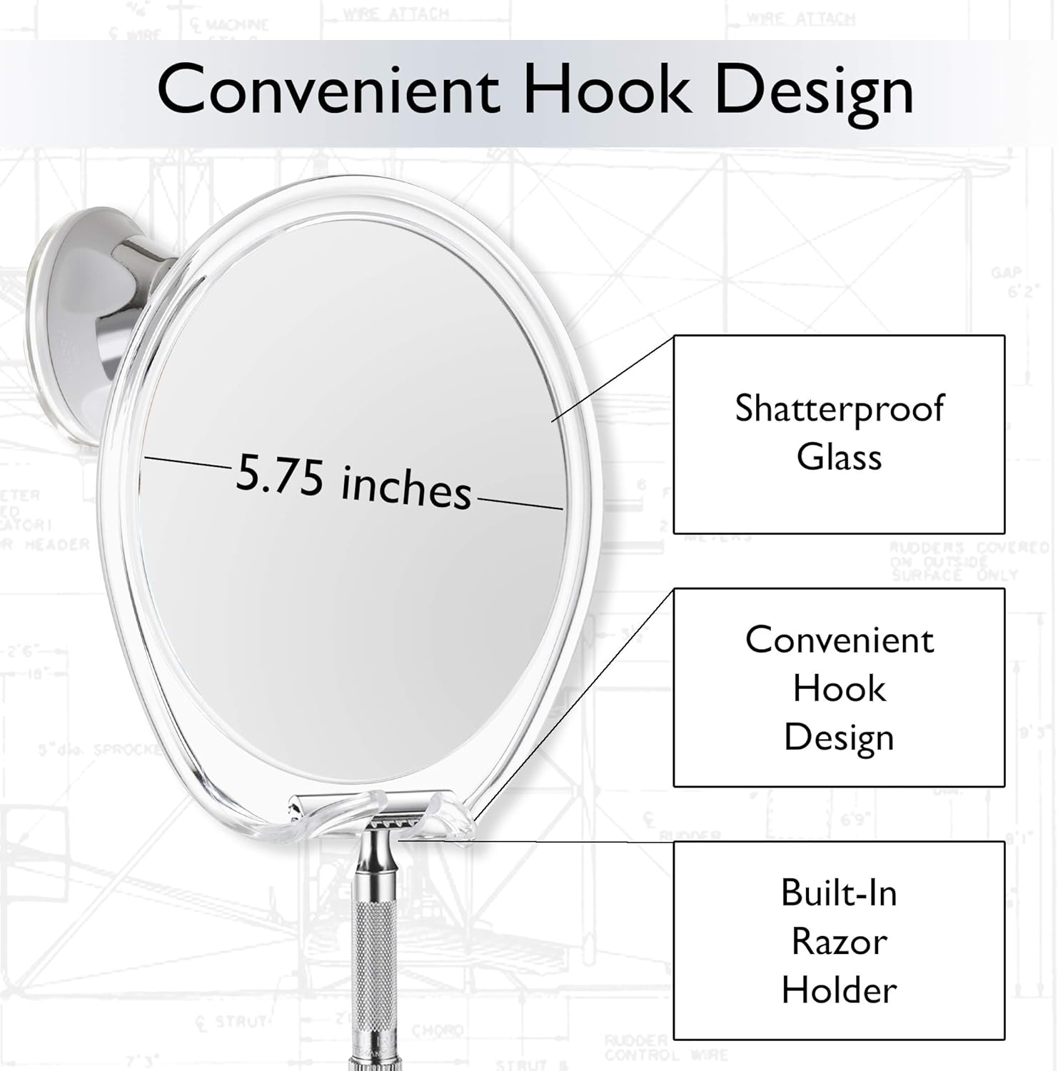Asani Fogless Shower Mirror for Shaving with Razor Hook | Strong Suction Cup | True Fog Free, Anti-Fog Bathroom Mirror | 360 Degree Swivel, Shatterproof | Travel Friendly | No Fog or Falling Off: Kitchen & Dining