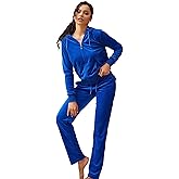 Gary Com Women's Velour Tracksuit Set 2-Piece, Long Sleeve Zip Up Hoodie and Sweatpants Cozy Outfit for Jogging Lounge Wear
