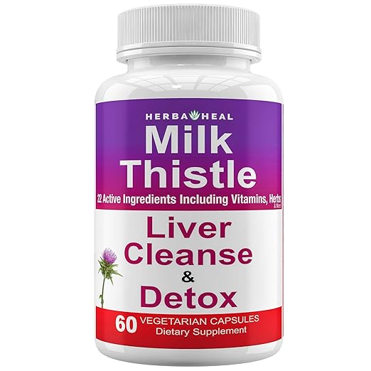 Liver Detox Milk Thistle Capsules 1500mg Liver Cleanse 30Day Repair