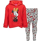 Disney Minnie Mouse Fleece Pullover Crossover Hoodie and Leggings Outfit Set Infant to Big Kid Sizes (12 Months - 14-16)