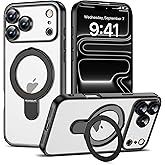 ETPESOK Compatible with iPhone 17 Pro Max Case with Magnetic Ring Stand [Compatible with Mag-Safe] [Full Camera Lens Protector] Plating Clear Phone Case for iPhone 17 Pro Max 6.9", Black