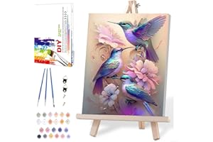 MIRCVSH Paint by Numbers Kit for Adults Framed,Hummingbird Paint by Number for Adults Beginner,Adults' Paint-by-Number Kits on Canvas with Wooden Easel for Home Wall Decor 12X16 Inch