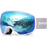 SNOWER Ski Goggles, Spherical OTG Anti-Fog Snow Goggles, HD Snowboard Goggles with UV400 Protection for Men, Women, and Youth