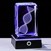 Movdyka 3D Crystal DNA Model Helix Desk Decor Night Light Gift for Teachers | Unique Science DNA Gift for Biology Lovers Phd Graduates Laser Etched Glass DNA Sculpture Paperweight Art