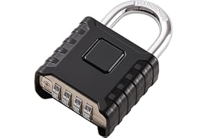 1 Pack disecu Large Heavy Duty 4 Digit Combination Lock, One Touch Unlocking, Anti-Error Feature, High Security Outdoor Waterproof Padlock for School Gym Locker, Fence, Gate, Storage Unit (Black)