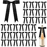50Pcs Twist Tie Satin Ribbon Bows, Pre-Tied Black Bows for Crafts,Large Bowknot Decoration,Bows for Gifts Wrapping Birthday, Party, Wedding, Christmas,5"X7"