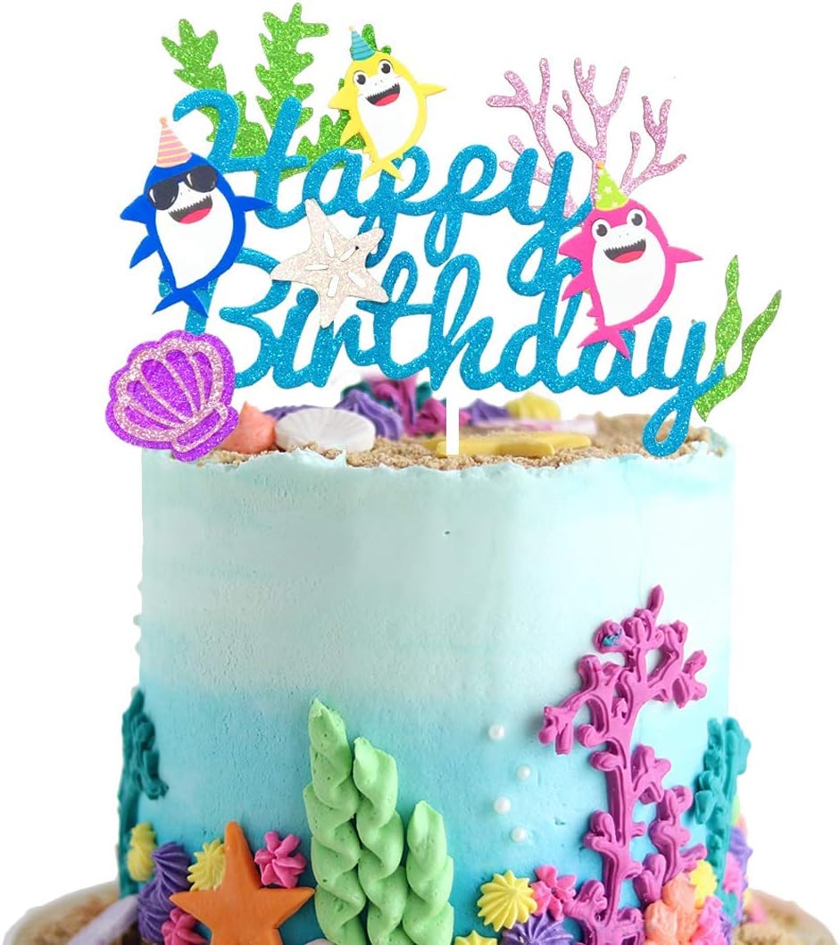 Shark Cake Topper for 1st 2nd 3rd Birthday Decorations Supplies