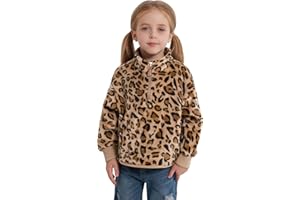 URMAGIC 3-9Y Girls Winter Casual Fleece Half Zipper Hoodie Sweatshirt Long Sleeve Stand Collar Jacket Holiday Pullover Top