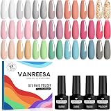 VANREESA Gel Nail Polish Set 24 PCS UV LED Kit with Base Top Coat 8ml