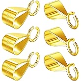 Qulltk 6Pcs S925 Slider Pendant Clasp Bail Connector with Open Loop 18K Gold Plated 925 Sterling Silver Bails for Jewelry Making Made in Italy