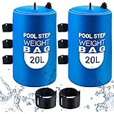2PCS Pool Ladder Weights 20L Universal Pool Step Weights Sand Bag Waterproof 500D PVC Swimming Pool Stair Weights for Above Ground and Inside Pool with Nylon Handle Blue