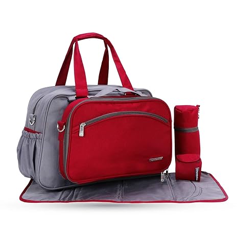 My Milestones Duo Detach 2-in-1 Baby Diaper Bag/Mothers Bag - Grey/Red