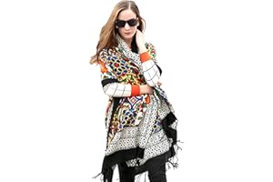 DANA XU 100% Merino Wool Extra Large Pashmina Shawl and Wraps For Women Cashmere Scarf Winter Oversized Floral Blanket