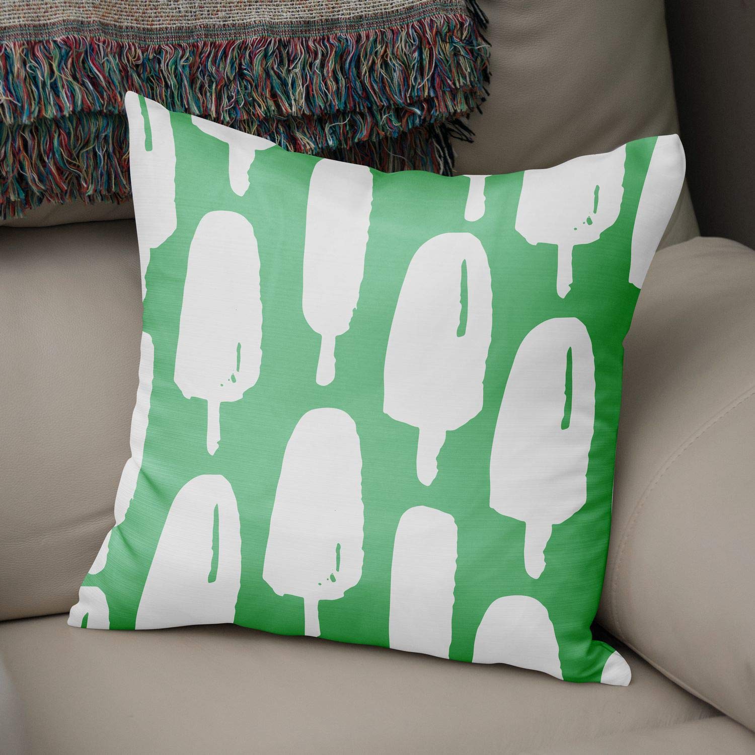 Bonamaison Decorative Cushion Cover Petrol Green & White, Throw Pillow Covers, Home Decorative Pillowcases for Livingroom, Sofa, Bedroom, Size: 43X43 Cm - Designed and Manufactured in Turkey