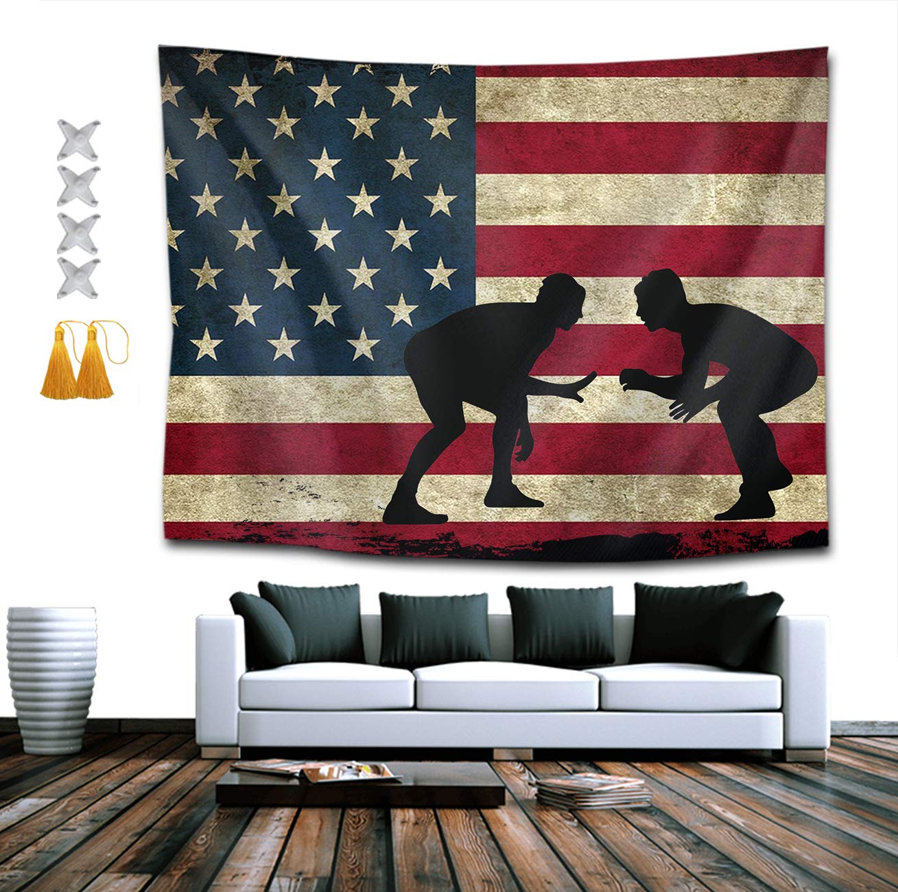 Boyoko Me American Flag Wrestling Proud Wrestler Tapestry