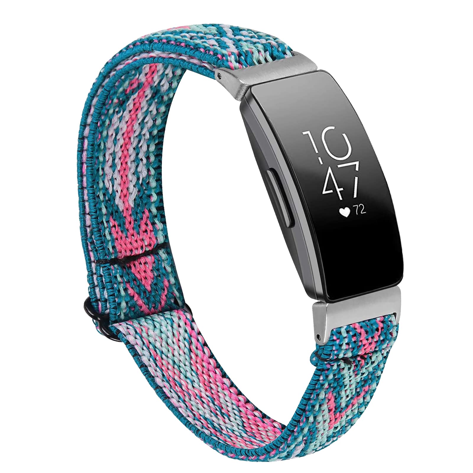 Miimall Sport Strap Compatible with Fitbit Inspire 2/Inspire HR/Inspire, Soft Nylon Elasticity Wristband Slim Skin-Friendly Adjustable Replacement Breathable Band Women Men for Fitbit Luxe-Blue pink