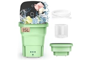 ZLDYPINK Portable Washing Machine,15L Mini Washer, Upgraded Motor Foldable Washer Machine Blue Light Cleaning Small Washer for Underwear, Baby Clothe, Apartment, RV, Travel, Camping (Green)