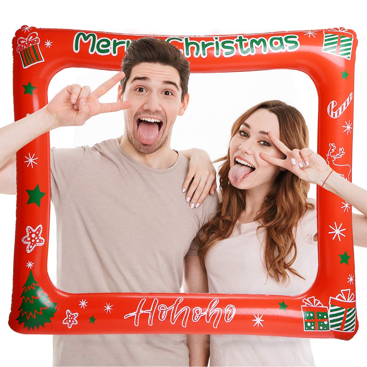 VEYLIN Christmas Inflatable Selfie Frame Selfie Props for Chriatmas Party Decoration