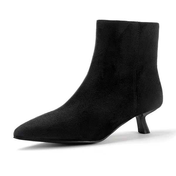 IDIFU BLACK ANKLE BOOTS FOR WOMEN LOW SHORT...
