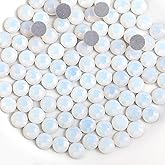 Beadsland 1440pcs Flat Back Crystal Rhinestones Round Gems for Nail Art and Craft Glue Fix, White Opal, SS10, 2.7-2.9mm