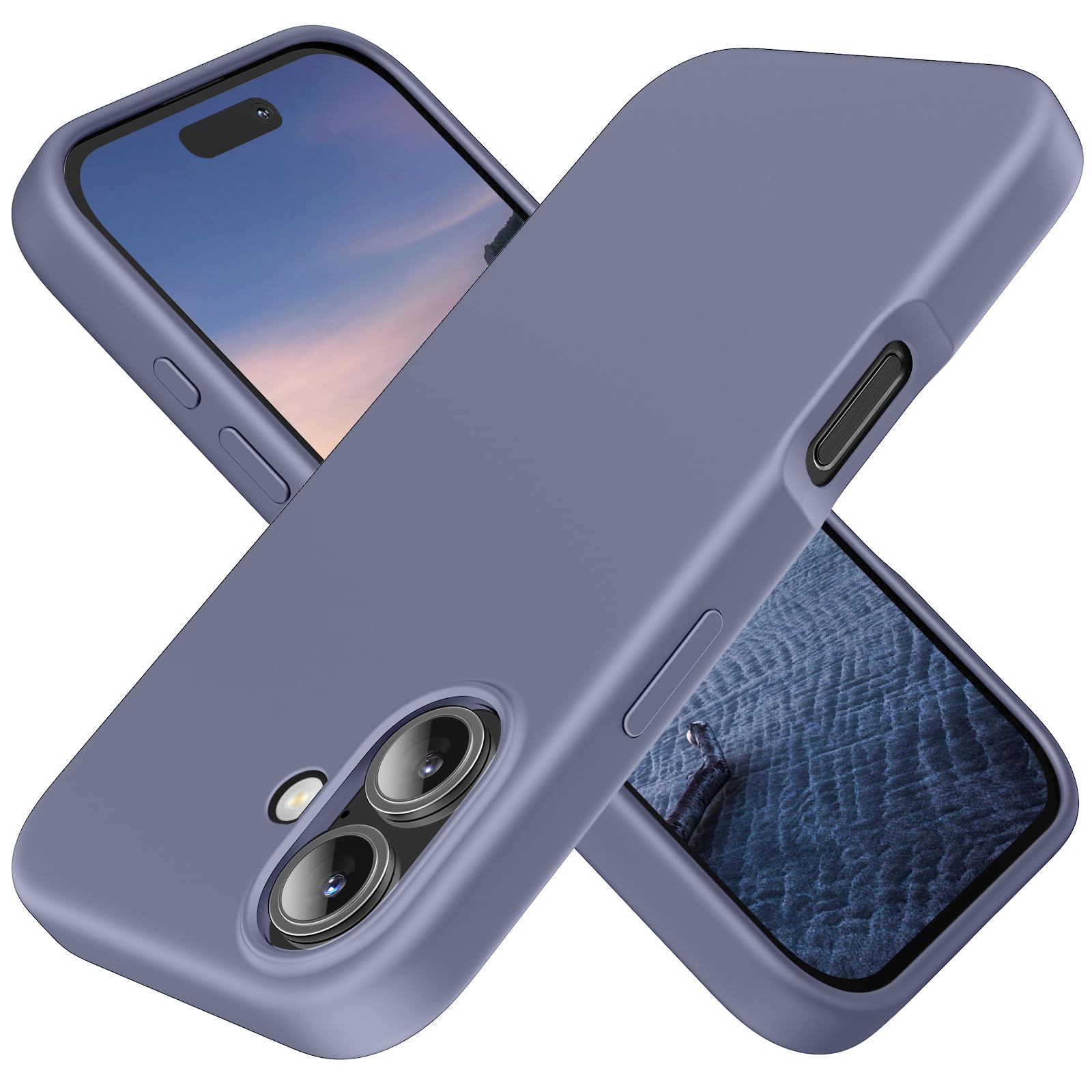 TAXXOE Silicone Case Compatible with iPhone 16 Case Soft Ultra Slim Protective Shockproof Liquid Silicone Phone Case,Anti-Scratch Microfiber Lining, 6.1" Lavender