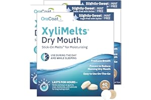 Oracoat XyliMelts for Dry Mouth Night Time or Day - Moisturizing Dry Mouth Adhering Discs, Sugar Free with Xylitol, 40 Count - 3 Pack, Slightly-Sweet Flavor, 8-Hour Relief