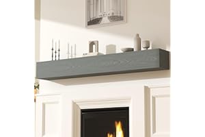CRAFTEASE Fireplace Mantel Shelf, 60 Inch Solid Wood Mantels for Over Fireplace 5" Thick Wall Mounted Shelves Long Floating Fireplace Mantel Handcrafted Wooden Wall Mounted Shelf, Weathered Grey