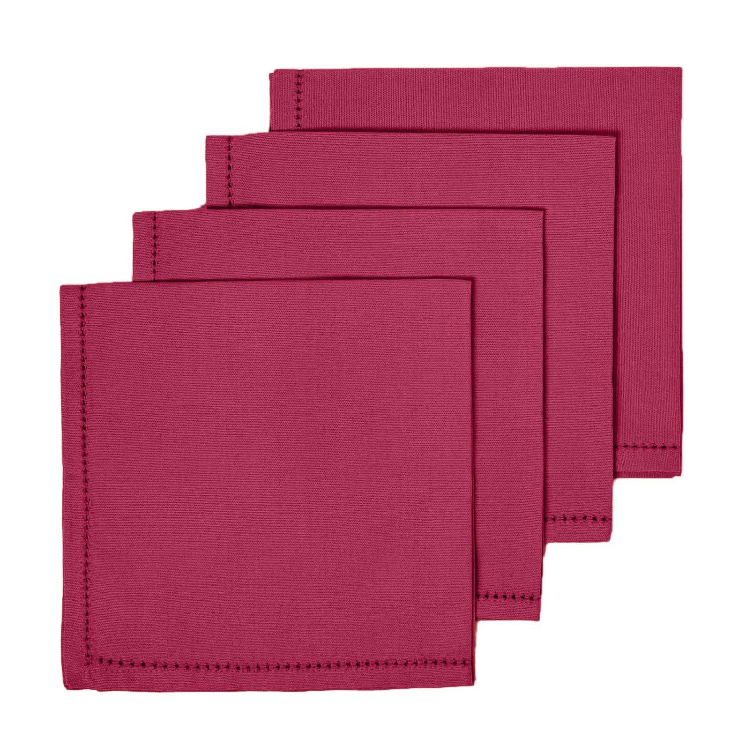 HOMESCAPES Premium Purple Cloth Napkins, Set of 4, Handcrafted, Plain 100% Cotton Fabric Napkins, Washable & Reusable, Dinner Table Napkins for Parties, Events & Weddings - Plum Purple, 45 x 45cm