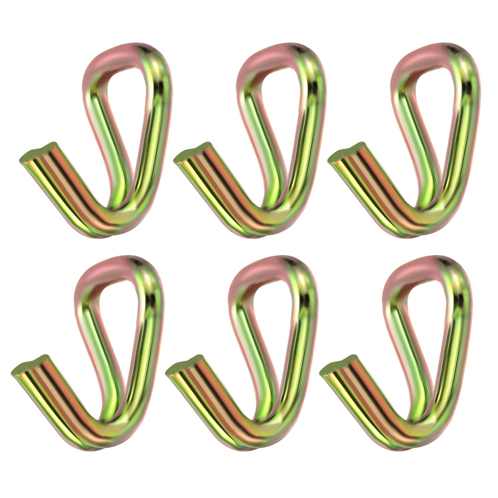 PATIKIL 6 Pack Ratchet Double J Hook Load 6600 LBS for 9.2mm Tie Down Strap Webbing on Car Truck Trailers Towing Strap, Gold
