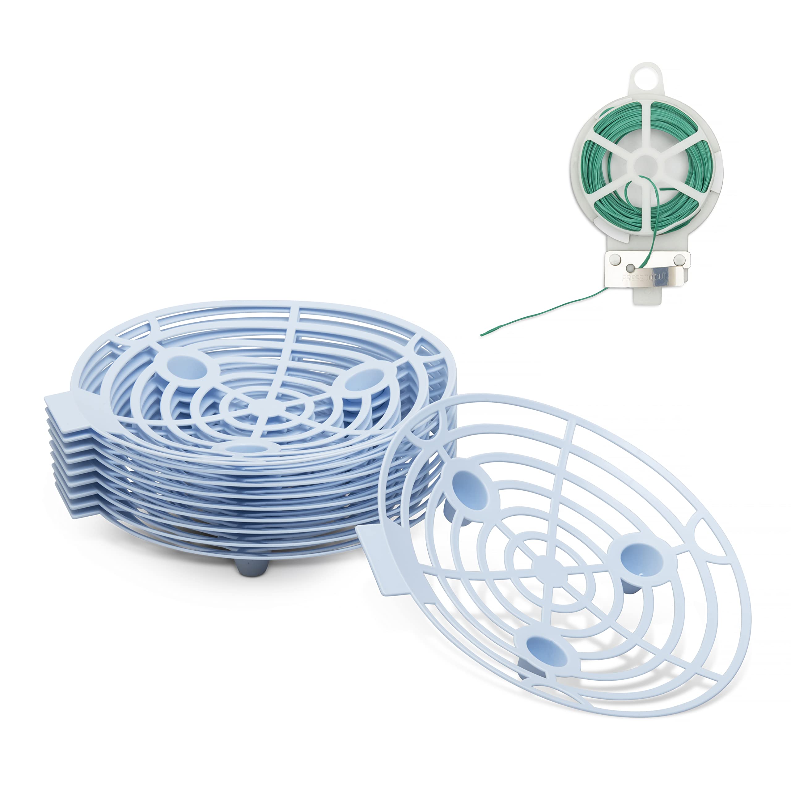 Venmark Melon Cradle 10 Pack - Blue, Lightweight, and Reusable Plastic Melon Support for Fruit and Vegetables - Complete with Garden Plant Tie Dispenser