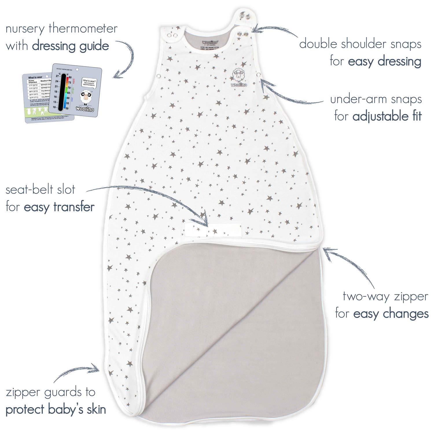 Woolino 4 Season Baby Sleep Bag Sack, Australian Merino Wool, 2 Months to 2 Year, Earth: Baby