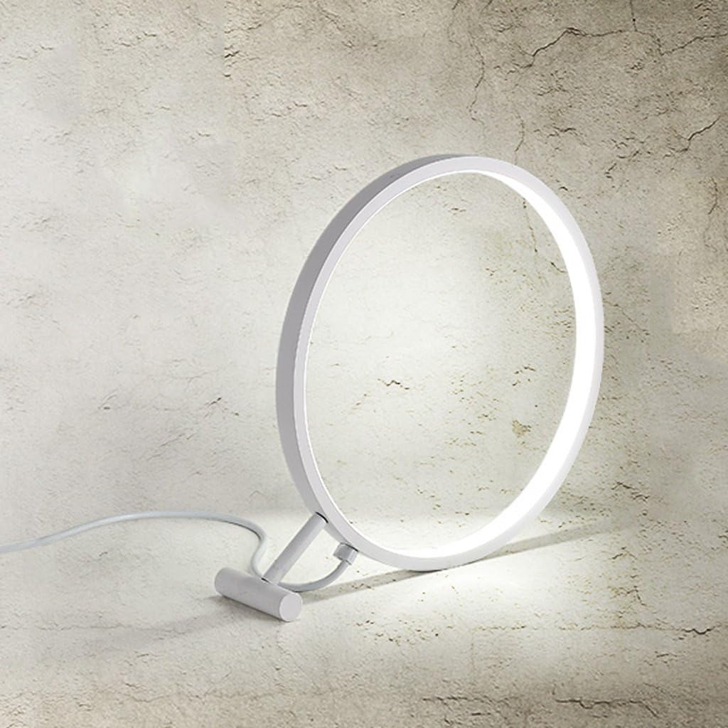 Indoor Lighting LED Nordic Desk Desk Lamp - Magnifying Glass Bedside Bedroom Table Lamp Round Lighting Bedside Table lamp (Color : White, Size : H:30cm)