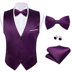 Barry.Wang Mens Purple Formal Vest V-neck Slim Fit