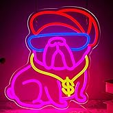 French Bulldog Neon Sign for Wall Decor Dimmable Frenchie Bulldog LED Neon Light Hip Hop Dog Neon Sign for Pet Shop, Game Room, Bedroom, Bar, Man Cave Party Decor Gifts for Dog Lovers